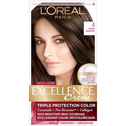 L’Oreal Paris Excellence Triple Protection Permanent Hair Color Creme, Dark Brown [4] 1 ea (Pack of 2)