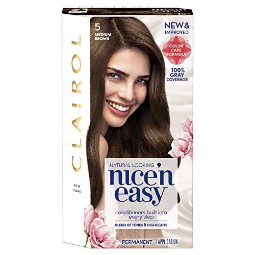 Clairol Nice’n Easy Permanent Hair Dye, 5 Medium Brown Hair Color, Pack of 1