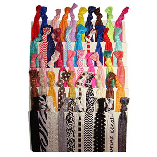 No Crease Hair Ties - 50 Pack (Prints and Solids) By Kenz Laurenz