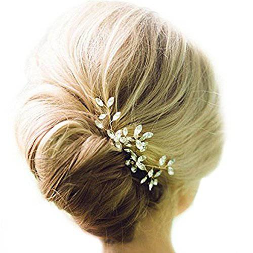 Venusvi Bride Wedding Crystal Hair Pins Rhinestone Bridal Hair Pieces Wedding Hair Accessories for Women and Girls (Pack of 2) (Silver)