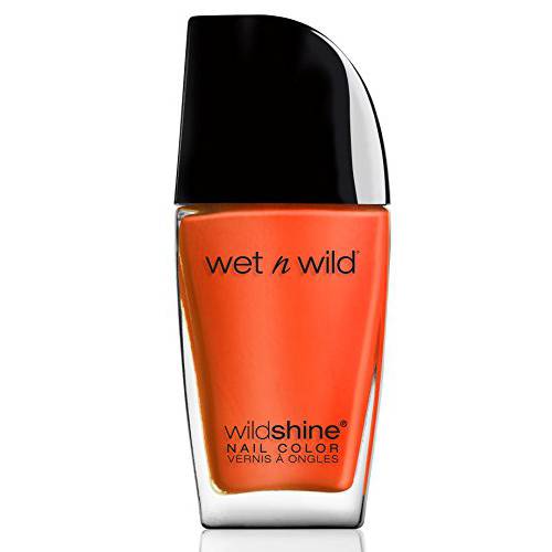Wet n Wild Wild Shine Nail Polish, Orange-Red Nuclear War , Nail Color