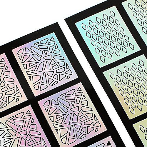 Winstonia Nail Art Vinyls Guides Ultra Thin Cute Easy Manicure Stencils Assorted Designs Sticker Sheet (42: Waves & Stripes & Diamond Shapes)