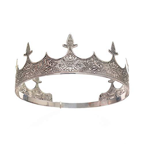 SWEETV King Crown for Men - Royal Men’s Crown Prince Tiara for Wedding Birthday Prom Party Halloween Decorations, Alexander