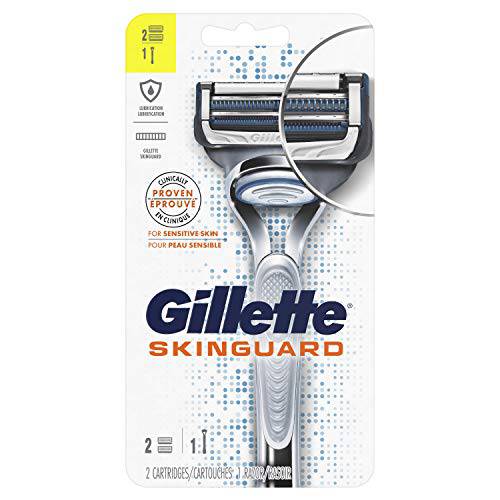Gillette SkinGuard Razors for Men, Includes 1 Gillette Razor, 2 Razor Blade Refills with Precision Trimmer, Designed for Men with Skin Irritation and Razor Bumps