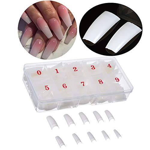 500Pcs French False Nail Tips Fake Half Cover Artificial Acrylic Nails Extension Tips with Storage Box 10 Size for Nail Salon or Home Use by Mpnetdeal (White)