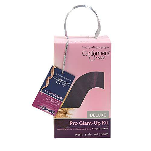Heatless Hair Curlers Glam Up Kit by Curlformers • Deluxe Range • Corkscrew Curls Glam Up For Long Hair Up To 14” (35cm) • 20 No Heat Curlers & 1 Styling Hook • Healthy & Damage Free
