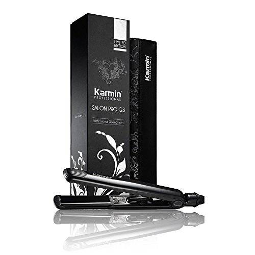 KARMIN G3 Pro Professional Tourmaline Ceramic Hair Straightener / Styling Flat Iron / 460F / Straighten, Curl, Wave, Heat Matt & Carrying Case, Black (KMG3B)