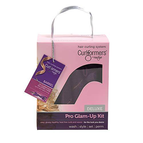 Heatless Hair Curlers Glam Up Kit by Curlformers • Deluxe Range • Barrel Curls Glam Up Kit For Extra Long Hair Up To 24 • 16 No Heat Curlers & 1 Styling Hook • Healthy & Damage Free