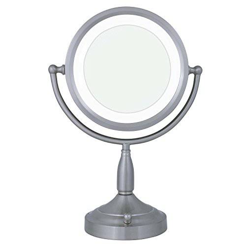 Zadro 11” Dia. Incandescent Lighted Makeup Mirror with Magnification 8X/1X Dimming Desk Mirror with Light 2 20-Watt Bulbs