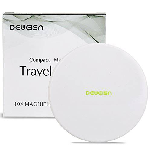 deweisn Magnifying Compact Cosmetic Mirror Elegant Compact Pocket Makeup Mirror, Handheld Travel Makeup Mirror with Powerful 10x Magnification and 1x True View Mirror for Travel or Your Purse
