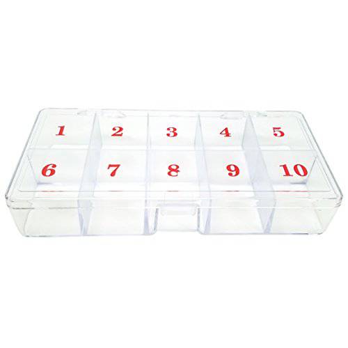Beauticom USA Small Empty 10 Space Nail Art Tip Storage Organizer Box Case - Clear Color - For False Nail Tips, Vitamins, Accessories, 10 sections