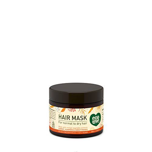 ecoLove Hair Mask for Dry Damaged Hair, Natural Hair Mask Deep Conditioning ,Hair Mask for Curly Hair, No SLS or Parabens – with Natural Carrot and Pumpkin Extract -Vegan and Cruelty-Free. 11.8 oz