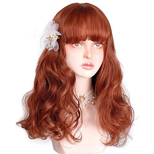 AISI QUEENS Long Wavy Wigs for Women Purple Wig with Bangs for Cosplay Party Use 18 Inches
