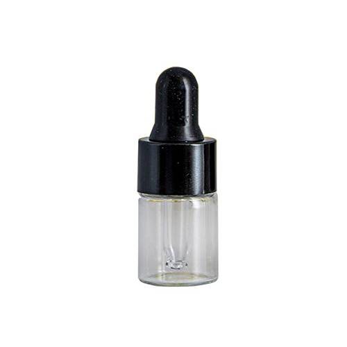 2ml(5/8 Dram) Small Mini 15 Pcs Clear Glass Dropper Bottles Essential Oil Vials Travel Refillable DIY Cosmetic Sample Container Liquid Perfume Eye Droppers Bottle (black cap)
