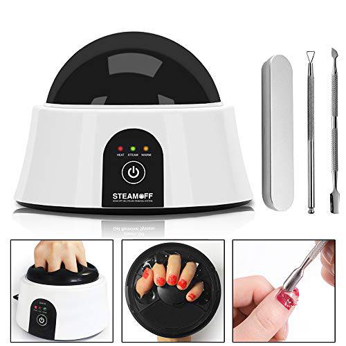 Upgraded Steam Nail Polish Remover Machine, Gel Nail Steamer with Color Cuticle Pusher Spoon Tools for Nail Gel Polish Removal, Black01
