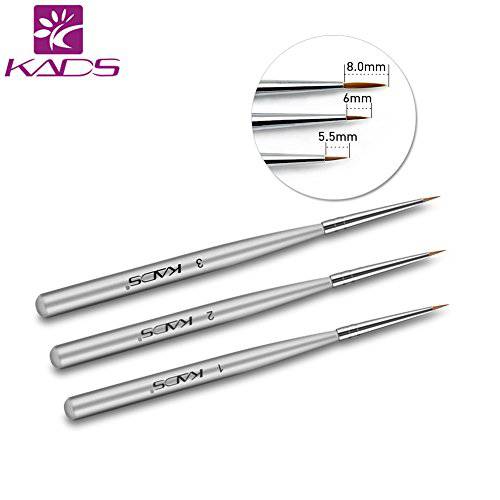 KADS 3 pcs Nail Art Brushes Set Liner Striping Brush for Strokes Details Painting, Blending, Elongated Lines