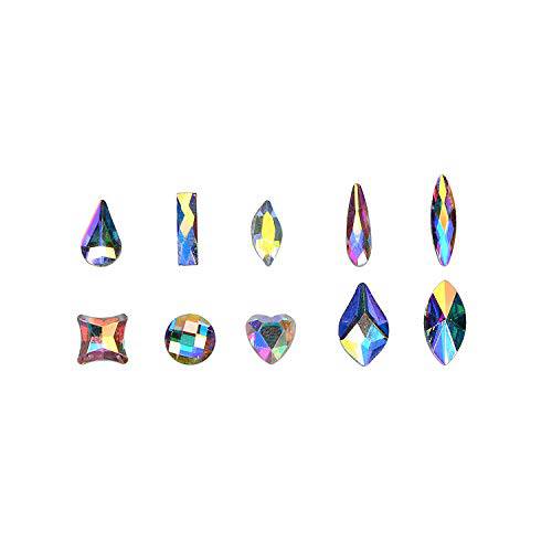 AD Beads Mixed Shape Flatback Crystal Multi-Shape Rhinestone Nail Art Decoration 100 Pcs Mixed Sizes and Shapes