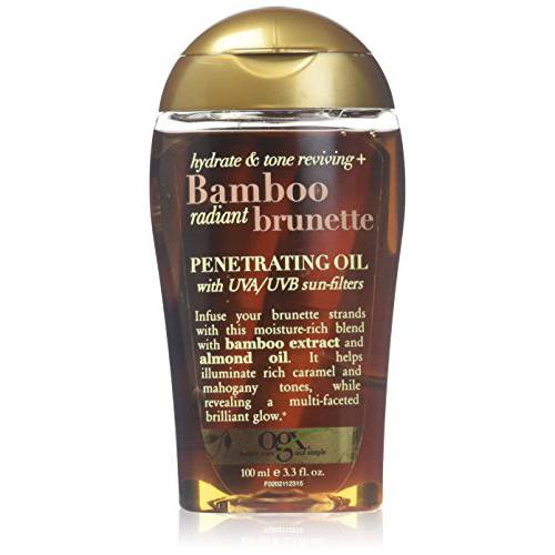 OGX Hydrate & Tone Reviving + Bamboo Radiant Brunette Penetrating Oil, 3.3 Ounce