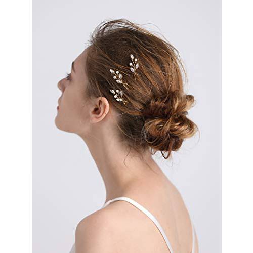 fxmimior 3 PCS Bridal Women Pearls Rhinestones Simple Little Hair Pins Vintage Wedding Party Crystal Rhinestones Party Prom Hair Accessories(Gold))