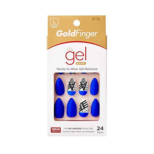 Gold Finger Ready-to-Wear Gel Manicure 24 full cover nails Long Length