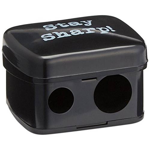 The BrowGal – Eye Make-Up Pencil Sharpener with Plastic Pick - Dual Hole Design, Easy Clean, Travel-Friendly, Compact - Beauty Sharpener for Eyeliner, Lip Liner and Brow Pencils - 1.5 inches, Black