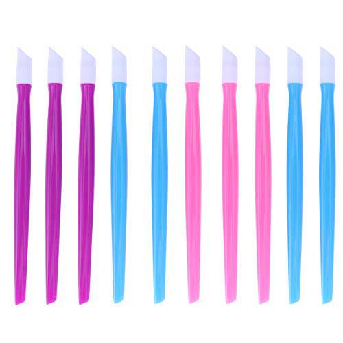 Lurrose 10pcs Nail Cuticle Pusher Rubber Cleaning Stick Dead Skin Cleaner Remover Exfoliating Scrub Nail Art Manicure Tool (Random Color)