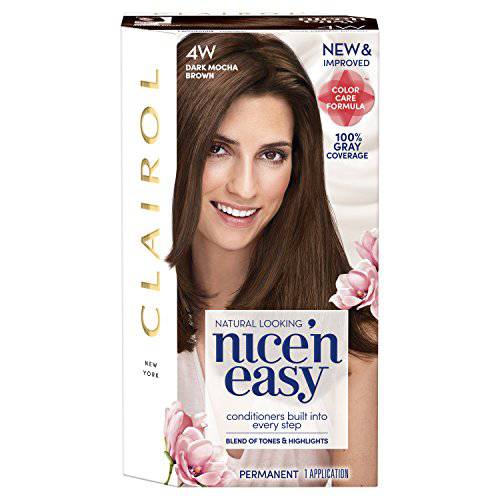 Clairol Nice’n Easy Permanent Hair Dye, 4W Dark Mocha Brown Hair Color, Pack of 1