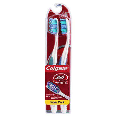 Colgate 360° Optic ning Toothbrush, Soft, White, 2 Count