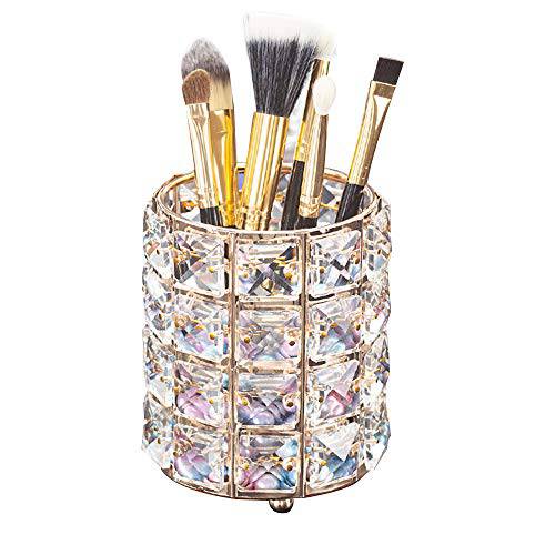 Makeup Brush Holder Organizer Crystal Vanity Decor Bling Personalized Comb Brushes Pen Storage Box Container (Crystal Pot)