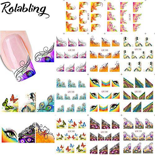 Rolabling Christmas Nail Art Stickers 3D Water Transfer Decals Different Design Pattern DIY Nail Tips Decoration Tools (Size-B)
