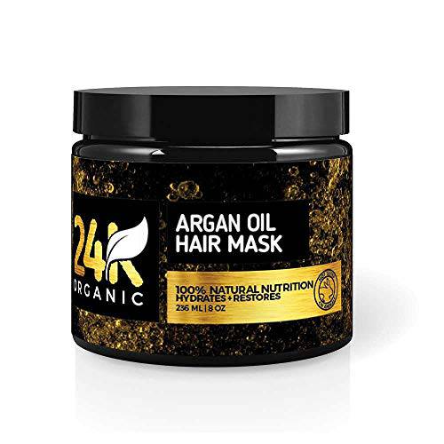 24k Organics Argan Oil Hair Mask - Deep Conditioner and Hair Moisturizer, Repair Dry, Damaged or Color Treated Hair