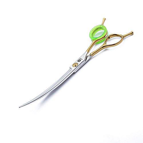 6/7 inch Barber Scissors Shear Curved - Hair Cutting Scissors Two-way Bent Blade Scissor Japanese 440C Steel - Hair Stylists Shears with Twin Tail (C-7 inch-Curved Scissor)