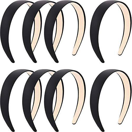 8 Pieces Halloween Satin Headbands Anti-slip Ribbon Black Hair Bands for Women Girls Favors, 1 Inch Wide