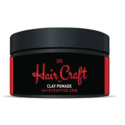 Hair Craft Co. Clay Pomade 2.8oz - Shine-Free Matte Finish - Medium Hold/Natural Look –Clay Base [Super Dense], Stylist Approved – Ideal for Textured, Thickened & Modern Styles – Unscented