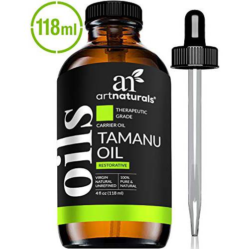 Artnaturals 100% Pure Extra Virgin Tamanu Oil (4 Fl Oz / 120ml) Natural - Cold Pressed - for Skin, Face, Hair & Scalp – Relief for Acne, Scars, Stretch Marks Psoriasis & Eczema, Dry Skin & Blisters