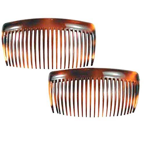 Camila Paris AD66/2 French Side Combs Large Curved Tortoise Shell French Twist Hair Combs Decorative, Strong Hold Hair Clips for Women Bun Chignon Up-Do Styling Girls Hair Accessories, Made in France