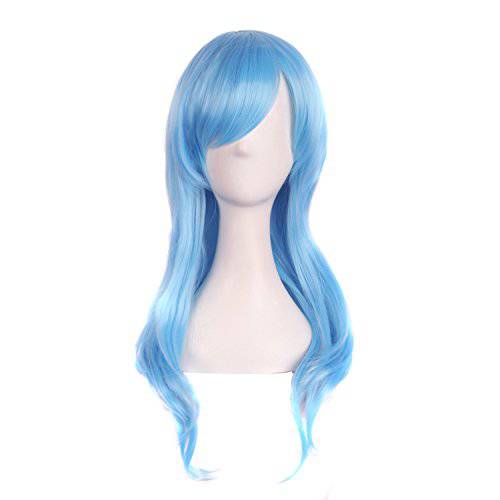 MapofBeauty 28 70cm Long Curly Hair Ends Costume Cosplay Wig (Azure)
