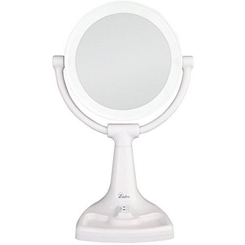 Zadro 11 W Max Bright Fluorescent Lighted Makeup Mirror with Magnification 10X/1X Swivel Head Tray Makeup Light Mirror