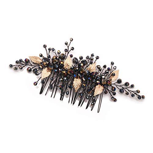 fxmimior Black Hair Comb Gold Leaves Headpiece Vintage Style Women Hair Accessories Wedding Decorative Combs (gold)
