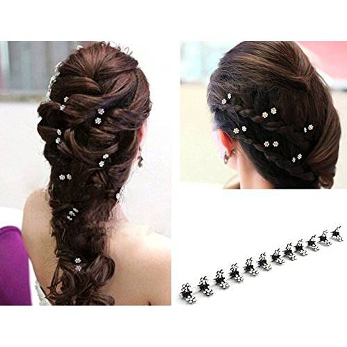 Teanfa 12 pcs of Elegant Mini Hairpin Rhinestone Flower Hairpin Jaw Clips for Wedding Party Prom