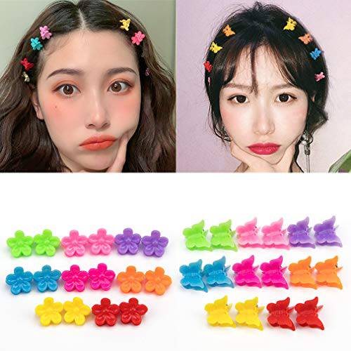 YISSION 200 Pcs Mini Hair Clips Flower Hair Clip Butterfly Hair Clips Small Claw Clips for Hair 90s Hair Accessories for Girls Women School Party Gifts Assorted Color