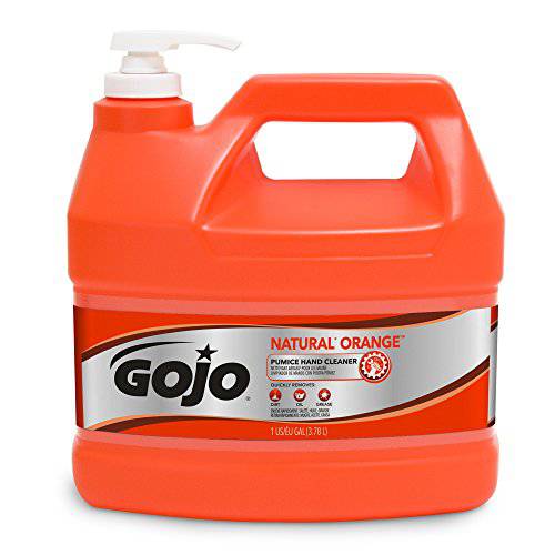 GOJO NATURAL ORANGE Pumice Hand Cleaner, 1 Gallon Quick Acting Lotion Hand Cleaner with Pumice Pump Bottle (Pack of 1) – 0955-02