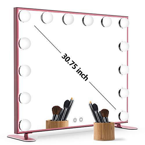 Nitin Lighted Vanity Mirror with Touch Control Design, Hollywood Style Makeup Mirrors with Lights, Tabletop or Wall Mounted Vanity Mirrors (Rose Gold)