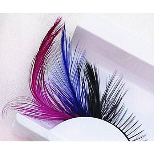 Dorisue Rainbow lashes Black Blue Purple Feather eyelashes Costume halloween eyelashes show False Eyelash Feather lashes Feather extensions for Women Girls at Dramatic events