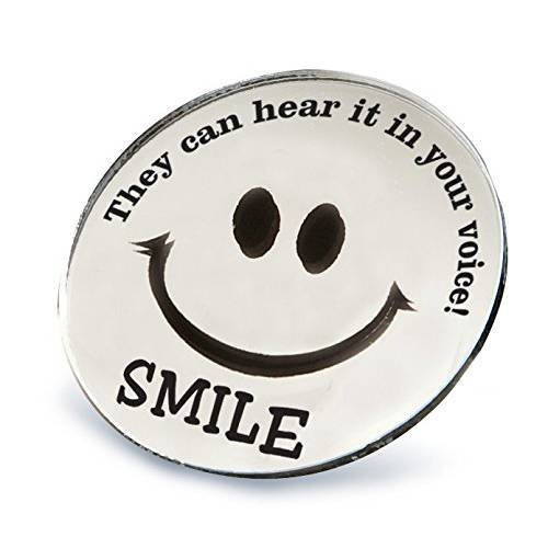 Trainers Warehouse Mini Round Smile Mirrors (10/Set) | A Reminder to Communicate Positive Energy Through Voice - Handy Mini-Mirror | 2.25 Inch Diameter Adhesive Backing