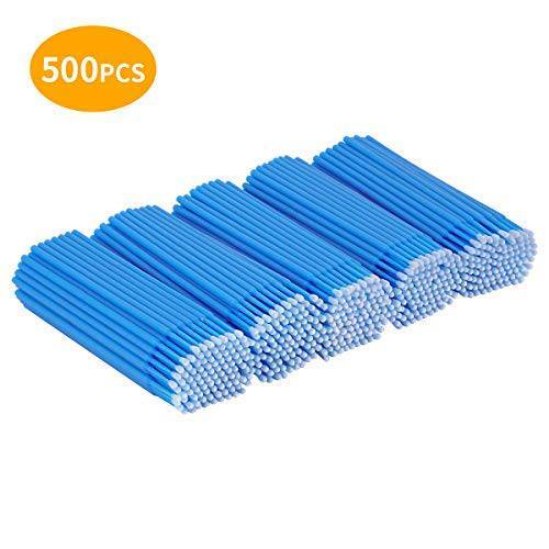 Cuttte 500 PCS Disposable Microbrush Applicators Microfiber Wands for Eyelashes Extensions and Makeup Application (Head Diameter: 2.5mm)