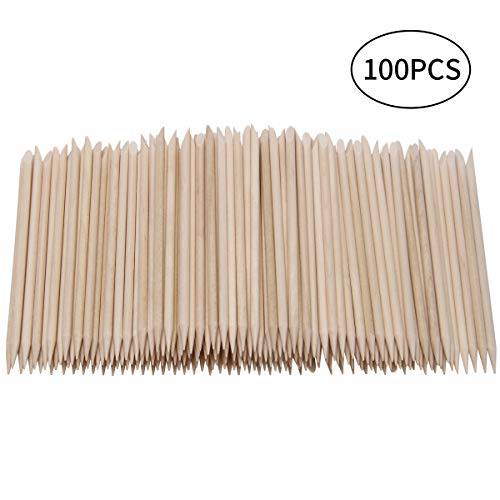 Adecco LLC 100 PCS Orange Sticks for Nails, Orange Wood Sticks, Wooden Cuticle Pusher, Nail Art Cuticle Pusher Remover for Manicure Pedicure