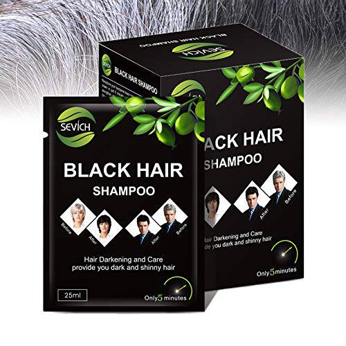 SEVICH Black Hair Shampoo Instantly Black Hair Dye, Natural Ingredients Hair Shampoo, Hair Strength Repair Conditioner, 5 Minutes Grey Cover