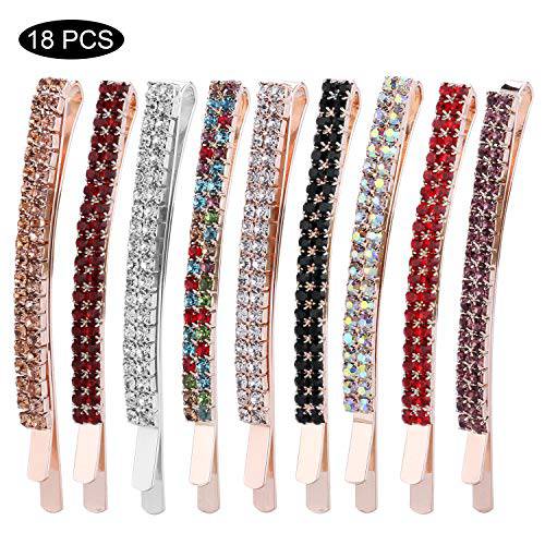18 Pieces Rhinestone Bobby Pins Crystal Hair Clips Hair Pin Sparkling Hair Barettes Sytling Decorative Accessories for Women and Girls