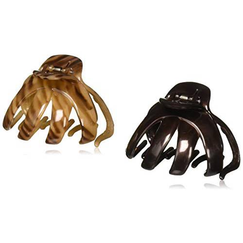 Scunci by Conair No-Slip Grip Hair Claw Clips, Octopus Clip, Claw Hair Clip in Black & Tortoise, Packaging May Vary, 2 Pack